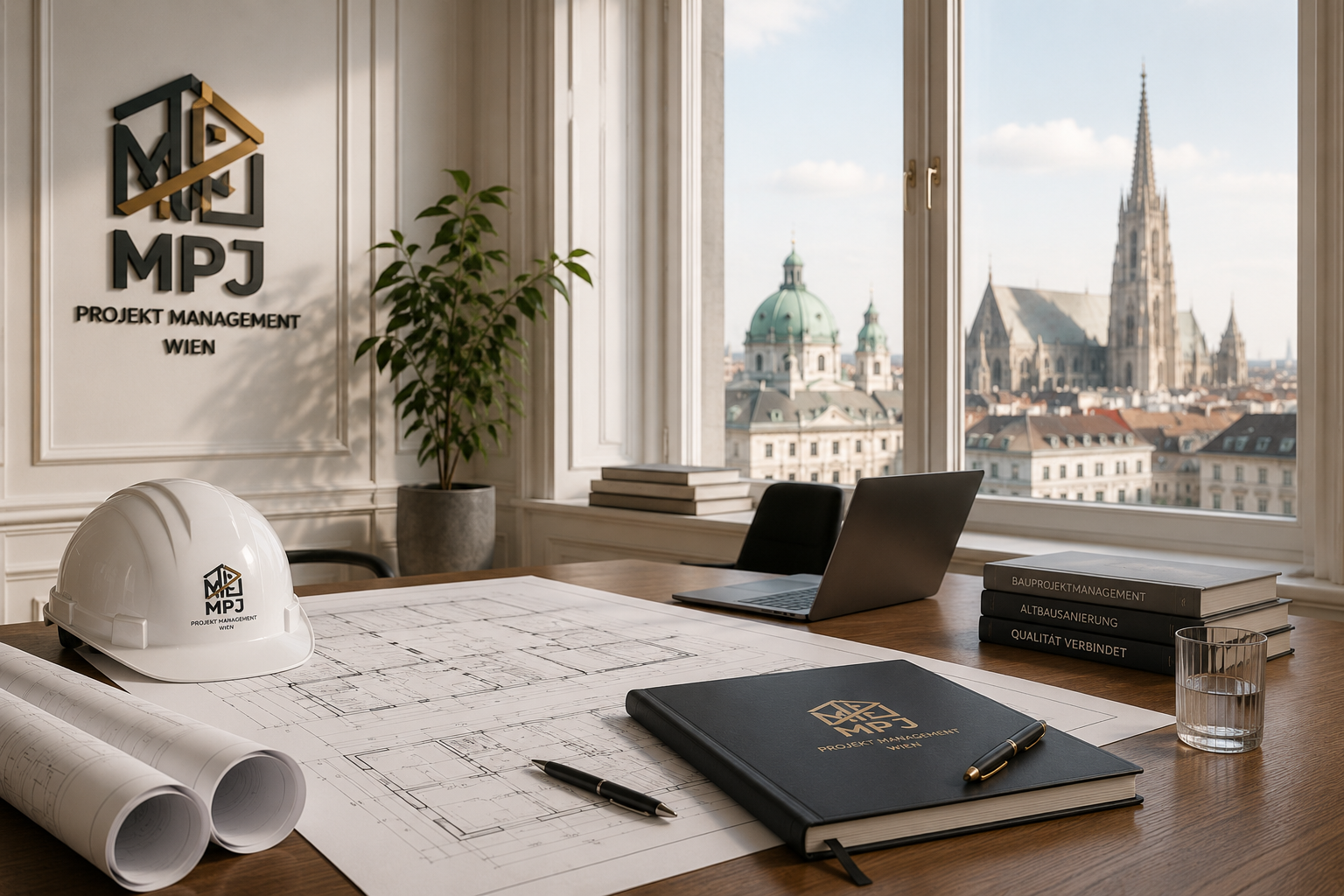 MPJ Projektplanung im Büro mit Blick über Wien
